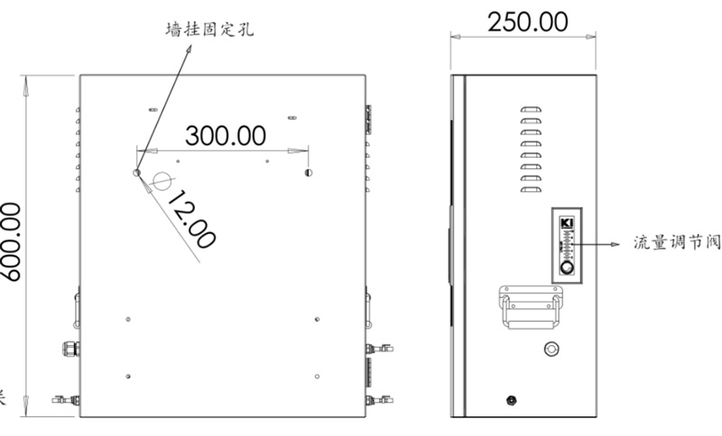 濁度水質(zhì)在線(xiàn)分析儀側(cè)視圖